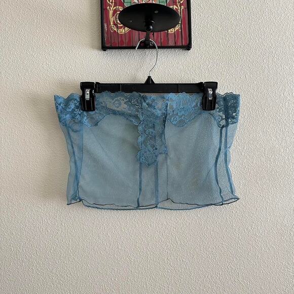 handmade blue dainty lace sheer bandeau - Picture 5 of 7
